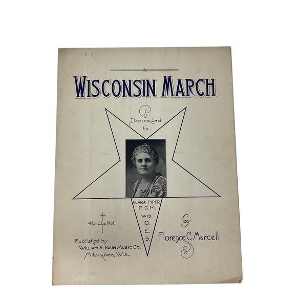 Wisconsin March Sheet Music Clara Piper Florence C. Marcell - Picture 1 of 5